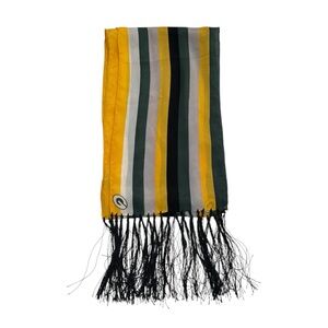 Vintage Green Bay Packers 100% Silk Striped Scarf w/ Tassels – EUC 60” x 8”